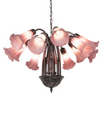 24"W Lavender Tiffany Pond Lily 12 LT Chandelier