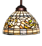8"W Turning Leaf Stained Glass Floral Pendant