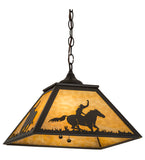 16"Sq Cowboy & Steer Pendant