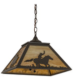 16"Sq Cowboy & Steer Pendant