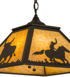 16"Sq Cowboy & Steer Pendant