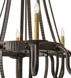 38"W Barrel Stave Metallo 8 Lt Rustic Lodge Chandelier