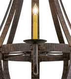 48"W Barrel Stave Metallo 8 Lt Rustic Lodge Chandelier