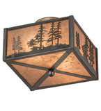 10"Sq Tall Pines Flush Mount