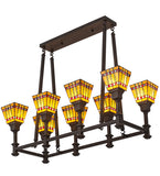 38"L Prairie Corn 8 Lt Oblong Mission Chandelier