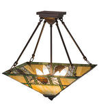 17"Sq Pinecone Ridge Tiffany Lodge Semi-Flush Mount
