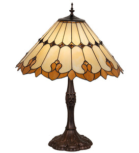 28.5"H Nouveau Cone Victorian Stained Glass Table Lamp