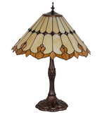 28.5"H Nouveau Cone Victorian Stained Glass Table Lamp