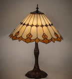 28.5"H Nouveau Cone Victorian Stained Glass Table Lamp