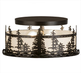 16"W Tall Pines Rustic Lodge Flush Mount