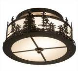 16"W Tall Pines Rustic Lodge Flush Mount