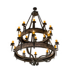 56"W Gothic Costello 20 Lt Two Tier Rustic Chandelier