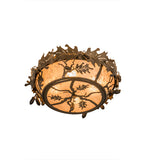 18"W Oak Leaf & Acorn Rustic Lodge Flush Mount