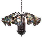 24"W Multicolored Stained Glass Pond Lily 12 Lt Chandelier