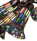 24"W Multicolored Stained Glass Pond Lily 12 Lt Chandelier