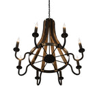 43"W Barrel Stave Madera 8 Lt Chandelier