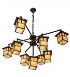 50"W Hyde Park T Mission 9 Lt Arts & Crafts Chandelier