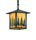 9"Sq Seneca Tall Pines Outdoor Pendant