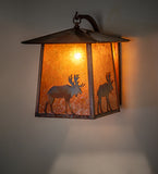 14"W Stillwater Lone Moose Curved Arm Outdoor Wall Sconce