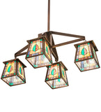 36"L Mackintosh Leaf 4 Lt Oblong Chandelier
