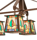 36"L Mackintosh Leaf 4 Lt Oblong Chandelier