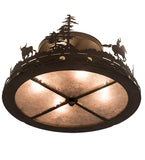 22"W Cowboy & Steer Flushmount