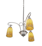24"W Stained Glass Terra Bone 3 LT Chandelier