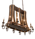 40" Long Barrel Stave Madera 12 Light Oblong Chandelier