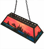 42"L Trout & Fisherman Island/Billiard Oblong Pendant