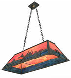 42"L Trout & Fisherman Island/Billiard Oblong Pendant