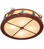 22"W Elk at Dusk Wildlife Flush Mount