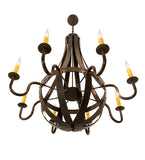 42"W Barrel Stave Metallo 8 Lt Lodge Chandelier