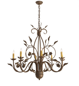 36"W Bordeaux 8 Lt Chandelier