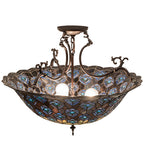 24"W Peacock Feather Semi-Flush Mount