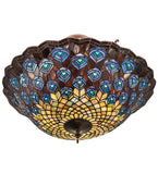 24"W Peacock Feather Semi-Flush Mount