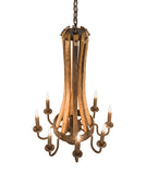 20"W Barrel Stave Madera 8 Lt Rustic Lodge Chandelier