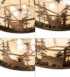 34"W Wildlife at Dusk Inverted Pendant