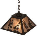 16"Sq Tall Pines Rustic Lodge Pendant