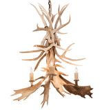 28"W Antlers White Tail & Fallow Deer 4 Lt Chandelier