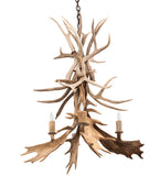 28"W Antlers White Tail & Fallow Deer 4 Lt Chandelier