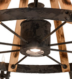 54"W Barrel Stave Madera 12 Lt Gothic Chandelier