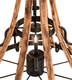 54"W Barrel Stave Madera 12 Lt Gothic Chandelier