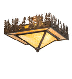 19"Sq Pine Lake Rustic Lodge Flushmount