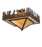 19"Sq Pine Lake Rustic Lodge Flushmount