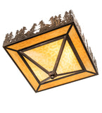 19"Sq Pine Lake Rustic Lodge Flushmount