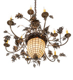 39"W Greenbriar Oak 9 Lt Chandelier