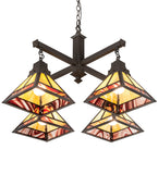30"Sq "T" Mission 4 Light Chandelier