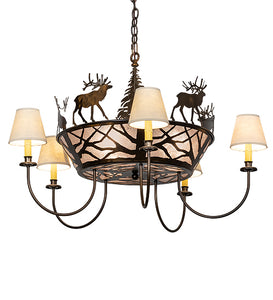 35"W Elk on the Loose 5 Lt Chandelier