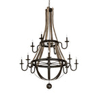 56"W Barrel Stave Madera 12 Lt Two Tier Chandelier