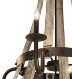 56"W Barrel Stave Madera 12 Lt Two Tier Chandelier